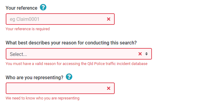 Qld traffic search error messages