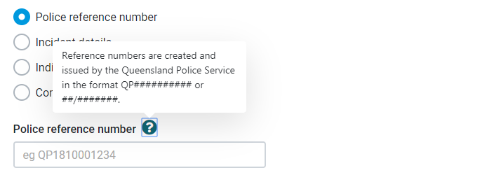 Qld traffic search help popover